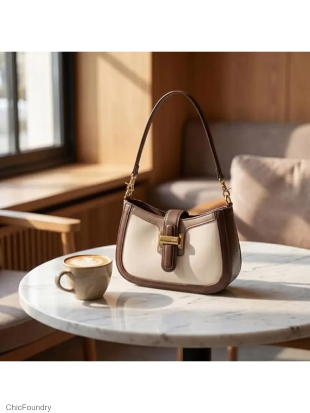 Vintage Two-Tone PU Leather Crossbody Bag with Adjustable Strap